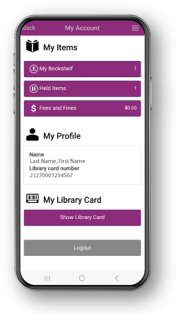 RML mobile app display preview showing the 'My Account' tab