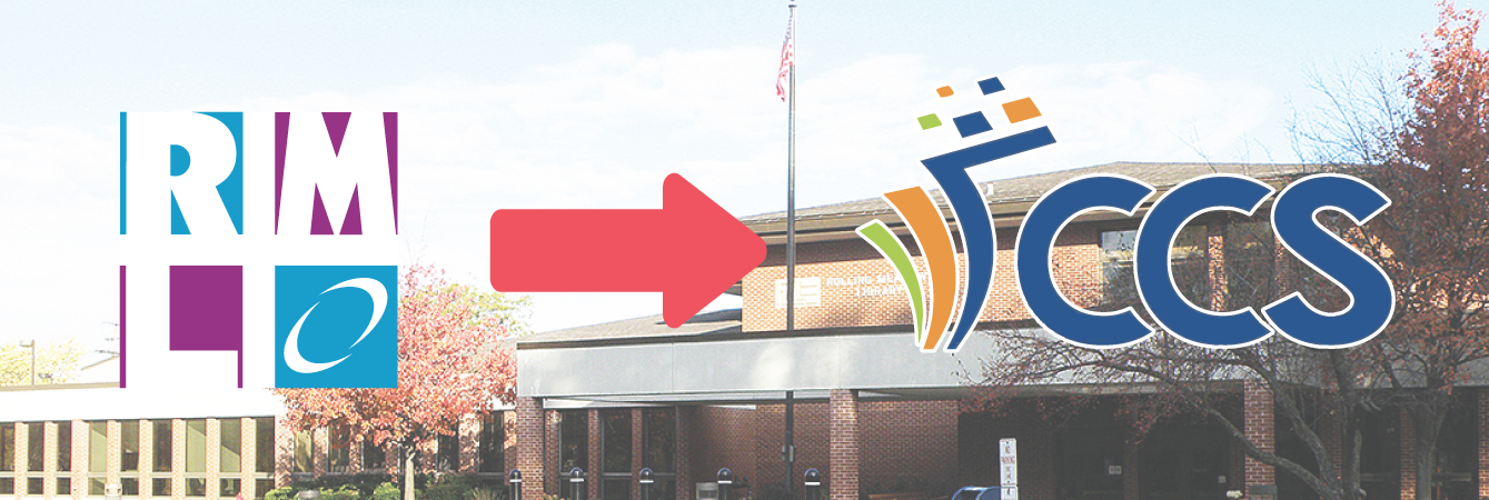 Library exterior, RML logo, and CCS logo