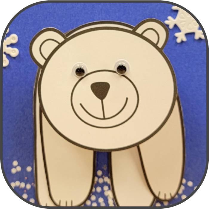 Pop-out Paper Polar Bear with Snowy background