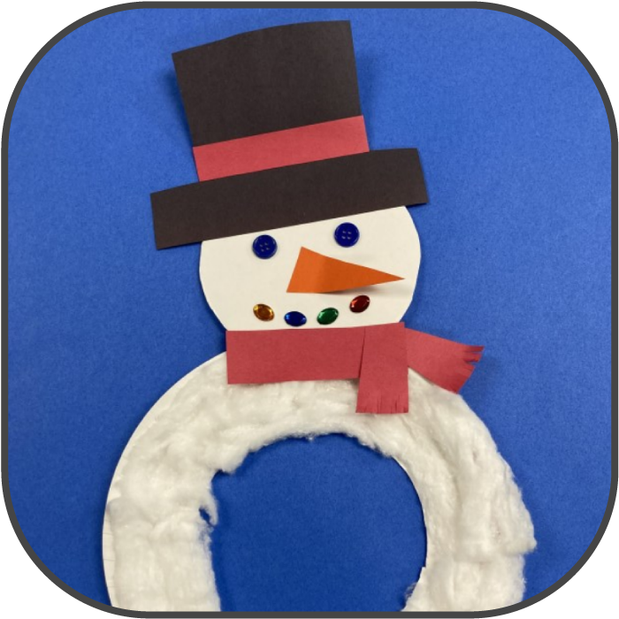 Paper snowman with fuzzy wreath body