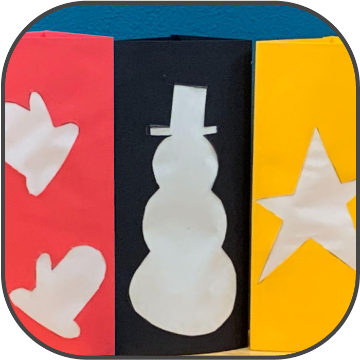 3D Folded Paper Lanter with winter shapes cutouts