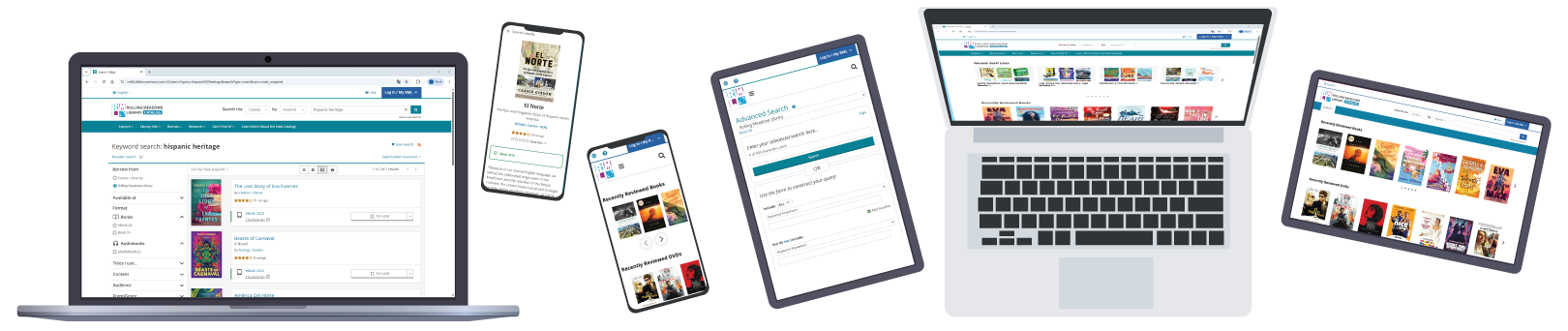 Laptops, tablets, and mobile phones showcasing catalog screens