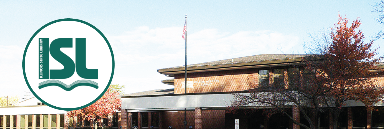 Library exterior and RAILS logo