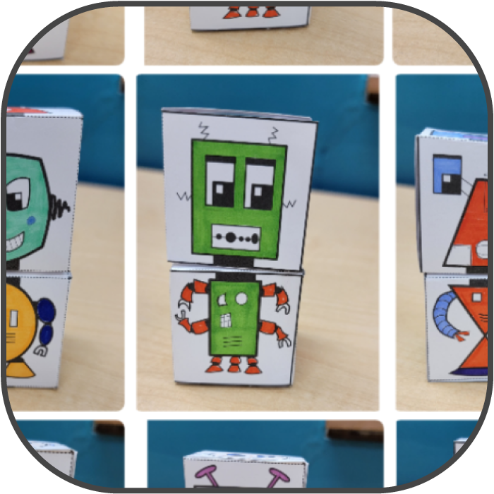 3-D Paper Mix-n-Match Robot Blocks